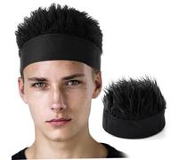 Peosaard Cappelli per capelli da uomo, Cappello con capelli per uomo Parrucca regolabile novità Cappello con nero per feste, festival ed eventi, Parrucca