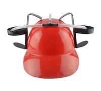 Peosaard Cappello da Birra, Cappello da Birra Divertimento per Bere Casco in plastica Sicuro con Portalattina e Cannuccia, Divertente per Soda Party Giochi di Calcio Novità Rosso, Cappelli