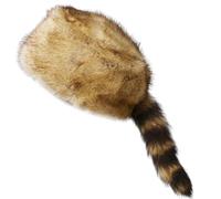 Peosaard Cappello da coda di procione finto, cappelli divertenti per feste con coda di filo con peluche, cappello Daniel Boone per il freddo inverno