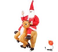 Peosaard Costume da Renna Gonfiabile, Costume Natalizio Gonfiabile Babbo Natale cavalca su Renne Adulti con soffiatore ad per Il Carnivale di Natale Halloween Party Prop (Senza batterie)