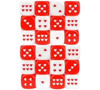 Peosaard Dadi da Gioco, Dadi a Cuore 24 Pezzi 1x1x1 Rosso e Bianco con Punto a Forma di Cuore su Ogni Lato Set Acrilico Portatile e Leggero per Giochi da Tavolo, Giochi di società, Set