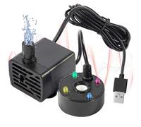 Peosaard Maker Mist, Foggers Mister Fountain da Interno, Pompa per Acqua USB Mini Fog Mini con 4 luci a LED e Ventosa per Le fontane Interne o Esterne, Uso dell'Acqua