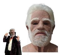 Peosaard Maschera per Il Viso realistica, Maschera da Vecchio per Halloween Viso Realistico Lattice Traspirante Rughe Capelli Bianchi e Barba Vecchio Halloween per Maschere per Feste Cosplay