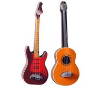 Peosaard Mini Chitarra elettrica, Mini Chitarra 2 Pezzi casa delle Bambole in Miniatura Strumento Musicale Elettrico in plastica Accessori per casa delle Bambole per la Decorazione della, Accessori