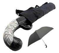 Peosaard Ombrello Maschile con Manico a Forma di Pistola 8 Ossa Ombrello Anime Pieghevole, Ombrello Portatile a Prova di Pioggia a Prova di Pioggia per Regalo di Compleanno di Business, Nero