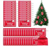 Peosaard Ornamenti per L'Albero di Natale Set 50 Buste in Tessuto di Stoffa per Babbo Natale con Corda Dorata appesa graziose Decorazioni Ricamate per Appunti, Caramelle, Regali, 3, 2x4, 9 Pollici