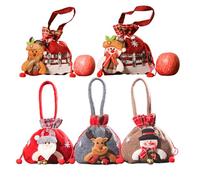 Peosaard Sacchetti di Caramelle di Natale, Sacchetti di Bambole di Natale 5 Pezzi 2023 Coulisse 5 Stili riutilizzabili Simpatico Babbo Pupazzo di Neve Alce Tessuto Caramelle di per la Festa