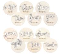 PEOVLVN Biglietti miliari in legno per bambini, 6 biglietti mensili per bambini da 1 a 12 mesi, in legno, perfetti per biglietti miliari per gravidanza e bambini, ideali per genitori e future mamme