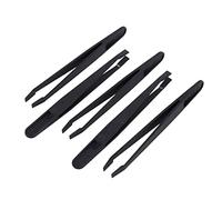 Peowuieu 5 Pezzi Utensili Manuale Nero Plastica Piatto Punta Antistatica Pinzette 12Cm