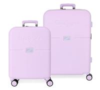 Pepe Jeans Accent Set Valigia Viola 55/70 cm ABS Rigido Chiusura TSA Integrata 116L 7,54 kg 4 Doppie Ruote Bagaglio a Mano