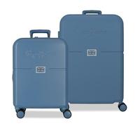 Pepe Jeans Accent Valise cabine, Deux compartiments, in polypropylène résistant et léger, 4 roulette pivotanti, serrure à Combinaison latérale, par Joumma Bags, Denim, Taglia unica, Ensemble di