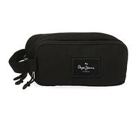 Pepe Jeans Aris - Astuccio triplo 22 x 12 x 5 cm, realizzato in poliestere, dimensioni per zaino e portafoglio, di Joumma Bags, Nero, Astuccio