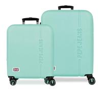 Pepe Jeans Aris Blu Turchese Set di Bagagli 55/68 cm Rigido ABS Lucchetto a Combinazione Integrato 109L 6.08kg 4 Doppie Ruote Estensibile Bagaglio a Mano di Joumma Bags