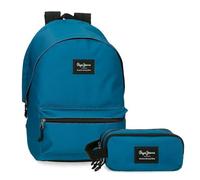Pepe Jeans Aris Evergreen Zaino + astuccio scuola portatile 15,6 pollici blu 31 x 44 x 15 cm poliestere 23,87 L, blu, Taglia unica, Zaino + astuccio scolastico
