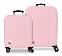 Pepe Jeans Aris Rosa Chiaro Set di Bagagli 55/68 cm Rigido ABS Lucchetto a Combinazione Integrato 109L 6.08kg 4 Doppie Ruote Estensibile Bagaglio a Mano di Joumma Bags