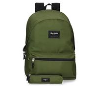 Pepe Jeans Aris Zaino per laptop doppio scomparto portatile 15,6 pollici 31 x 44 x 17,5 cm Zaino scuola poliestere by Joumma Bags, Verde Ocsuro, Zaino + astuccio