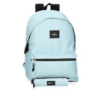 Pepe Jeans Aris Zaino per laptop doppio scomparto portatile 15,6 pollici 31 x 44 x 17,5 cm Zaino scuola poliestere by Joumma Bags, Blu chiaro, Zaino + astuccio
