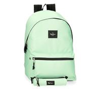 Pepe Jeans Aris Zaino per laptop doppio scomparto portatile 15,6 pollici 31 x 44 x 17,5 cm Zaino scuola poliestere by Joumma Bags, Turchese verde, Zaino + astuccio