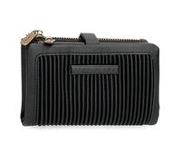 Pepe Jeans Aurora Portafoglio con Porta Carte Nero 14,5x9x2 cm Pelle Sintetica
