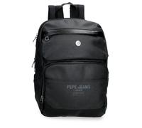 Pepe Jeans Berwick Zaino Casual per Computer Portatile 13,3 Pollici Nero 25x37x12 cm PU e Poliestere 11,1L by Joumma Bags