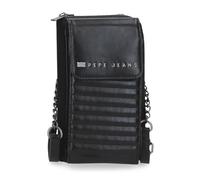 Pepe Jeans Biker Borsa a tracolla per cellulare Nero 11x20x4 cm Poliestere con dettagli in pelle sintetica by Joumma Bags, Nero, Taglia unica, Borsa a tracolla per cellulare