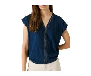 Pepe Jeans, ,Blouses & Shirts ,Donna ,Blu ,XS Top in jersey con scollo a V