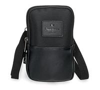 Pepe Jeans Borsa a Spalla Sander Portacellulare Nero 10,5x18x2 cm Poliestere con dettagli in Pelle Sintetica