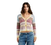 Cardigan con collo a V fantasia a righe Multicolore L Tinta unita