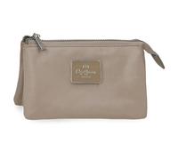 Pepe Jeans Christine Beauty case Tre scomparti Beige 17,5x9,5x2 cm Poliestere con dettagli in pelle sintetica by Joumma Bags, Beige, Taglia unica, Trousse a tre scomparti