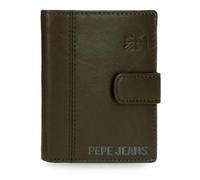 Pepe Jeans Cortland Portafoglio verticale con chiusura a scatto verde 8,5 x 10,5 x 1 cm Pelle by Joumma Bags