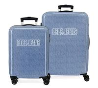 Pepe Jeans Digital Set di valigie blu 55/68 cm rigida ABS chiusura a combinazione laterale 104 l 6 kg 4 ruote doppie attrezzature a mano