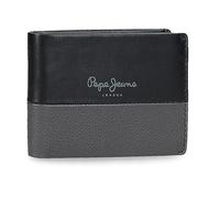 Pepe Jeans Doppio portafoglio orizzontale con portafoglio nero 11x8x1 cm pelle, Nero, Taglia unica