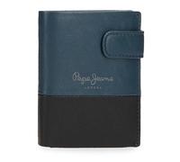 Pepe Jeans Doppio portafoglio verticale con chiusura a scatto blu 8,5 x 10,5 x 1 cm Pelle, blu, Taglia unica, Portafoglio verticale con chiusura a clic