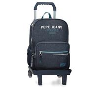 Pepe Jeans Edmon Zaino scuola con carrello blu 30 x 40 x 12 cm Poliestere 15,6 L by Joumma Bags, blu, Zaino scuola con carrello