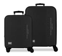 Pepe Jeans Edward Set di Valigie Nero 55/68 cm Rigido ABS Lucchetto a Combinazione Integrato 109L 6.08kg 4 Doppie Ruote Estensibile Bagaglio a Mano di Joumma Bags