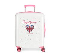 Pepe Jeans Estela Valigia da cabina bianca 40 x 55 x 20 cm rigida ABS chiusura TSA integrata 38,4 L 2 kg 4 ruote doppie bagaglio a mano