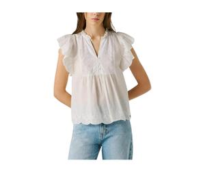 Pepe Jeans - Fluid Ruffle Shoulder Blouse - - Blouses & Shirts - Donna - Bianco - M
