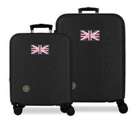 Pepe Jeans Henry Set di Valigie Nero 55/68 cm Rigido ABS Lucchetto a Combinazione Integrato 109L 6.08kg 4 Doppie Ruote Estensibile Bagaglio a Mano di Joumma Bags