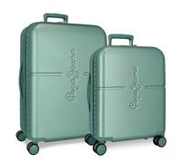 Pepe Jeans Highlight Set di valigie blu 55/70 cm Rigida ABS Chiusura TSA integrata 116L 7,54 kg 4 ruote doppie bagaglio mano by Joumma Bags, Verde, 40 x 55 x 20 cm y 48 x 70 x 28 cm, Set valigie