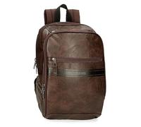 Pepe Jeans Horley Zaini in poliestere e dettagli in ecopelle, Nero, marrone, portatile, marrone, Taglia unica, Zaino PC