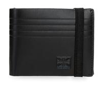 Pepe Jeans Hudson Portafoglio con fascia elastica Nero 11,5x8,5x1 cm Pelle by Joumma Bags