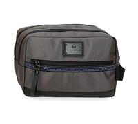 Pepe Jeans Iron Beauty Case Due Scomparti Adattabile Grigio 26x16x12 cm Poliestere con dettagli in Pelle Sintetica
