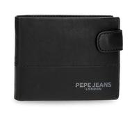 Pepe Jeans Itaca Portafoglio orizzontale con chiusura a scatto nero 11 x 8,5 x 1 cm Pelle by Joumma Bags