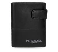 Pepe Jeans Itaca Portafoglio verticale con chiusura a scatto nero 8,5 x 10,5 x 1 cm Pelle by Joumma Bags