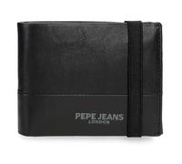 Pepe Jeans Ithaca Portafoglio con nastro elastico nero 11,5 x 8,5 x 1 cm Pelle by Joumma Bags