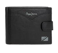 Pepe Jeans Jacket Portafoglio Orizzontale con Chiusura a Clic Nero 11x8,5x1 cm Pelle by Joumma Bags, Nero, Taglia unica, Portafoglio orizzontale con chiusura a clic