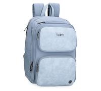 Pepe Jeans Jana, zaini casual, borse da viaggio, blu e beige, realizzati in poliestere e con dettagli in pelle sintetica, di Joumma Bags