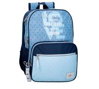 Pepe Jeans Joumma Bags - Zaino da scuola, blu e rosa, in poliestere, spallacci regolabili, per un comodo trasporto, vari scomparti, con portachiavi pompon, blu, Taglia unica, Zaino scuola