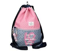 Pepe Jeans Joumma Bags - Zaino da scuola, blu e rosa, in poliestere, spallacci regolabili, per un comodo trasporto, vari scomparti, con portachiavi pompon, multicolore, Zaino sacco
