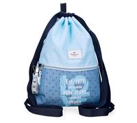 Pepe Jeans Joumma Bags - Zaino da scuola, blu e rosa, in poliestere, spallacci regolabili, per un comodo trasporto, vari scomparti, con portachiavi pompon, Denim, Taglia unica, Zaino sacco